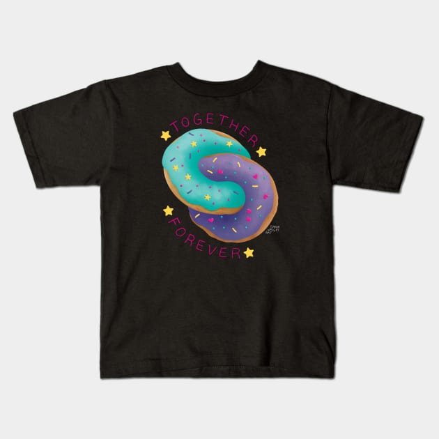 Together Forever Donuts Kids T-Shirt by SarahWrightArt